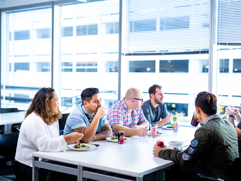 Cisco Meraki team members gathered for lunch