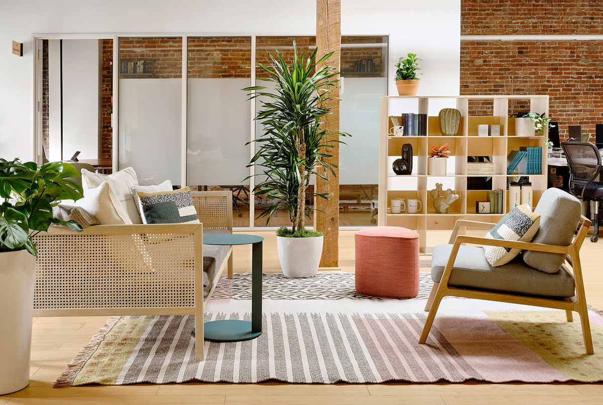 A sitting area in the Truework office