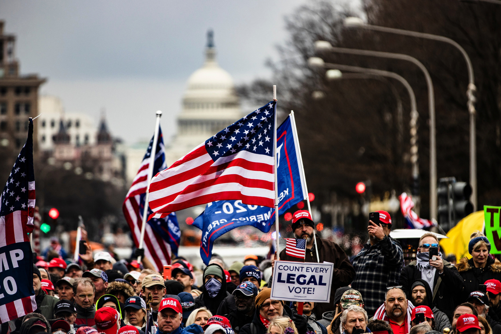 Trump supporters gather outside of the nation's capitol, prior to the riot.