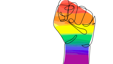 rainbow pride fist in the air